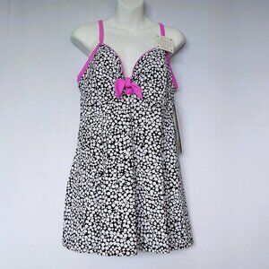 A Shore Fit Swimdress  Vint Inspired Black high Solutions Size 20 One Piece NEW